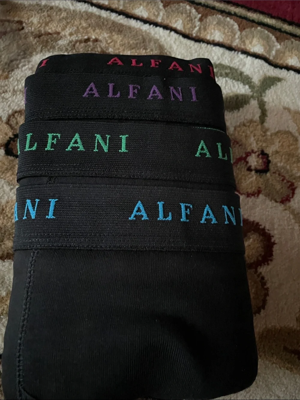 Alfani 4 Men’s Boxer Briefs Pack – Black with Green, Blue,Red & PurpleLogo
